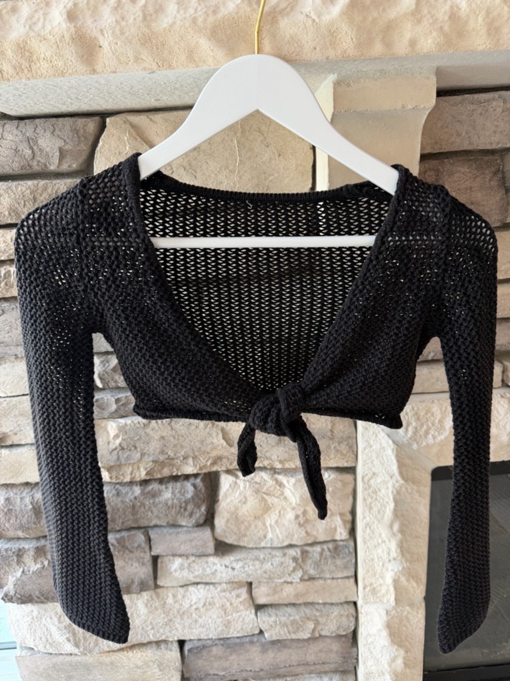 Black Tie-Front Knit Crop Top - Women